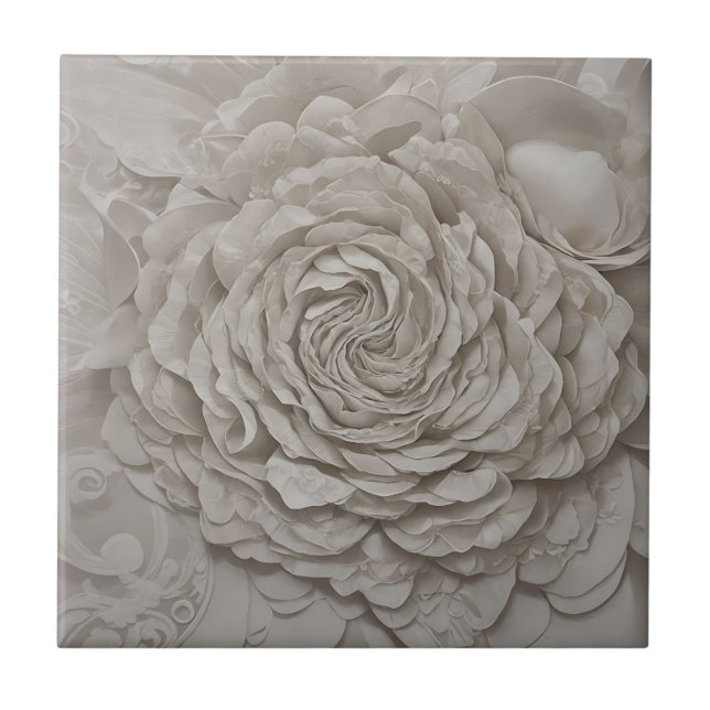 Delikate Gardenia Weiße Blume Fliese (Vorderseite)
