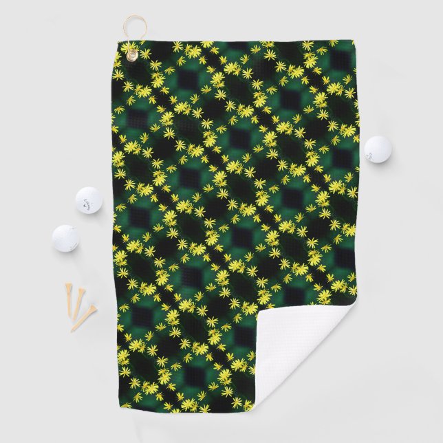 Delikate Gelbe Daisy-Wildblumen Abstraktes Muster Golfhandtuch (Insitu)