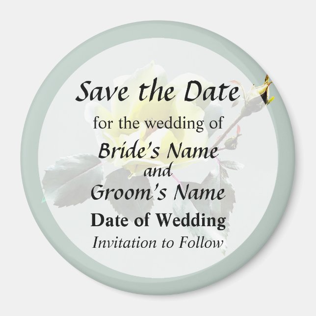Delikate Gelbe Rose Save the Date Magnet (Vorne)