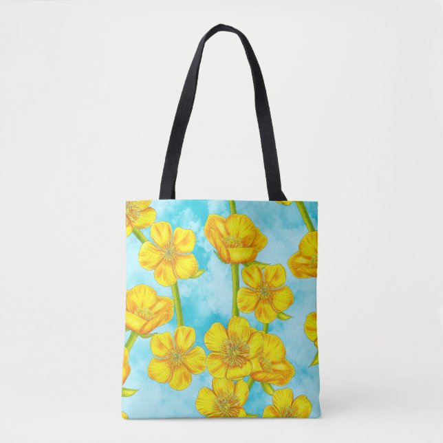Delikate Gelbe Schmetterlinge auf Wolken Tasche (Vorderseite)