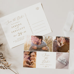 Delikate Gold 4 Fotovorlage Save the Date Einladungspostkarte