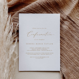 Delikate Gold Calligrafy Confirmation Einladung