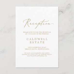 Delikate Gold Calligrafy Empfang Beilage Card Begleitkarte