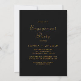 Delikate Gold Calligraphy Black Engagement Party Einladung