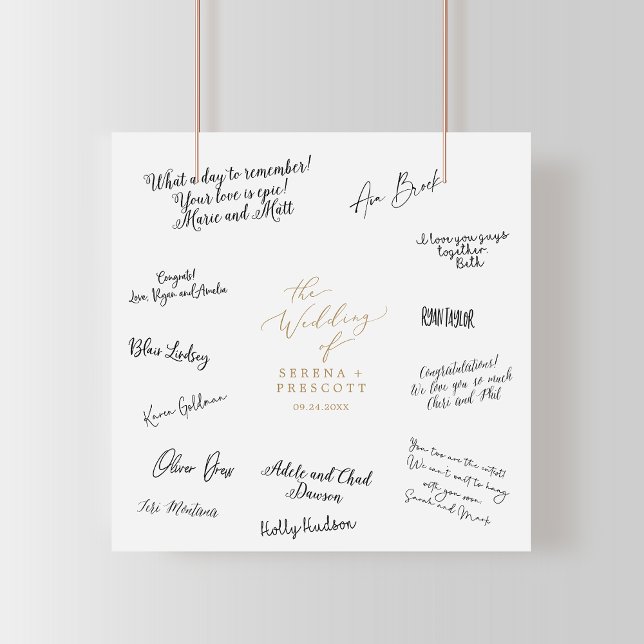 Delikate Gold Calligraphy Wedding Guest Signing Poster (Von Creator hochgeladen)