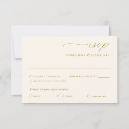 Delikate Gold Ivory Calligrafy Wedding RSVP Karte