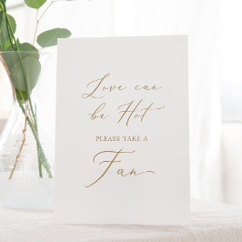Delikate Gold Liebe kann heißen Hochzeitslüfter se Sockelschild
