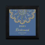 Delikate Gold- und Blue Bridesmaid-Geschenkboxen Erinnerungskiste<br><div class="desc">Schönes und stilvolles Goldemblem Brautmagazin,  das personalisiert ist.</div>