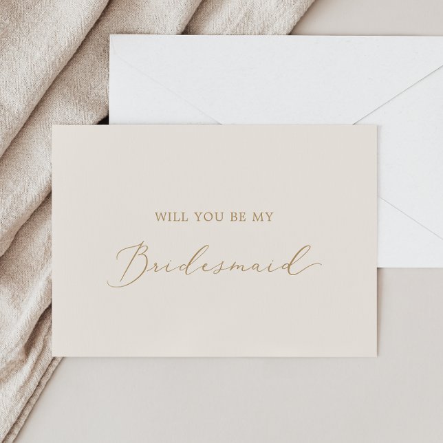 Delikate Gold und Cream Bridesmaid Vorschlagkarte Einladung (Von Creator hochgeladen)