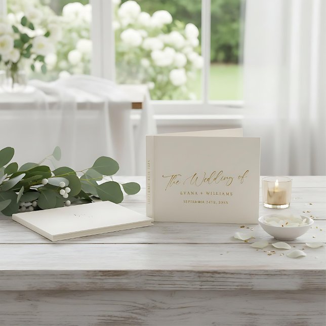 Delikate Gold- und Elfenbein-Monogram-Back-Hochzei Gästebuch (Von Creator hochgeladen)