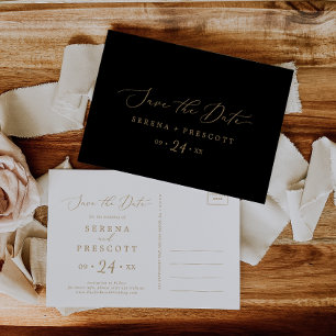 Delikate Gold- und Schwarz-Save the Date-Postkarte Einladungspostkarte