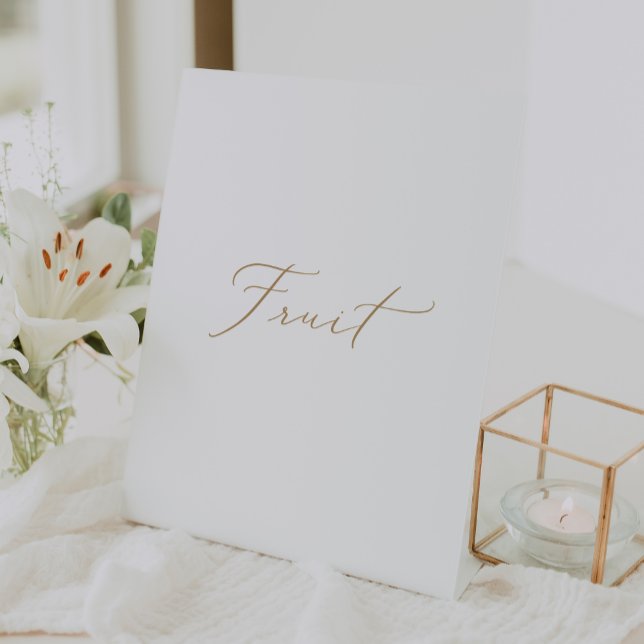 Delikate Goldkalligrafie Einfache Fruchttabelle Sockelschild (Delicate Gold Calligraphy Simple Fruit Table Pedestal Sign)