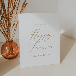 Delikate Goldkalligrafie Happy Tains Gewebe Sockelschild