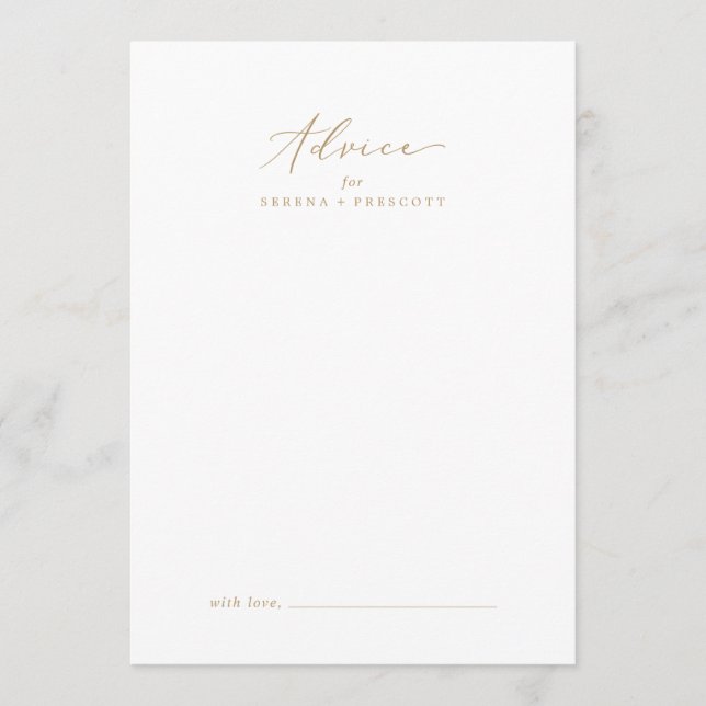 Delikate Goldkalligrafie-Hochzeit Hinweiskarte (Vorderseite)