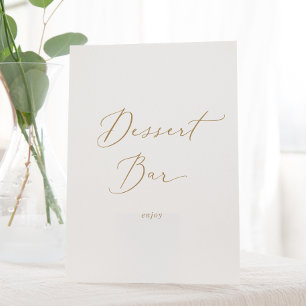 Delikate Goldkalligrafie Hochzeitdessert Bar Sockelschild
