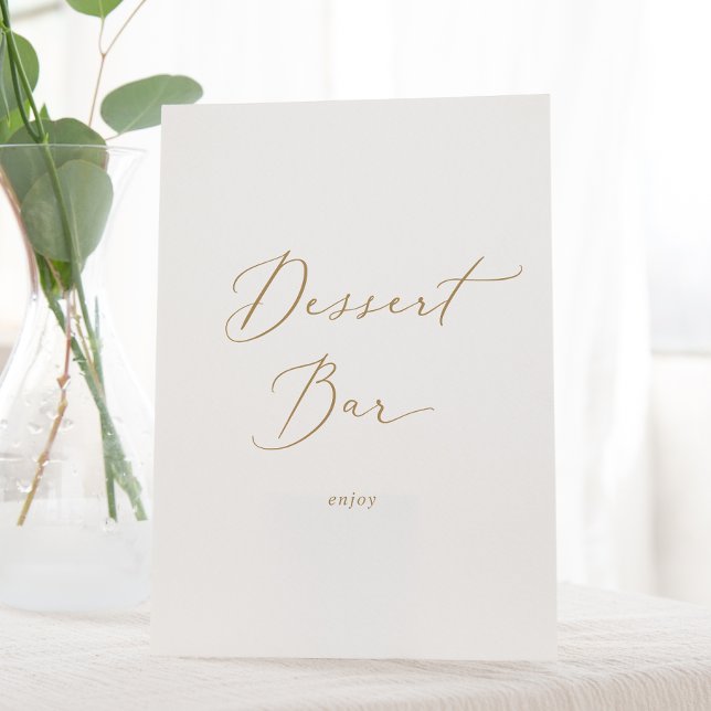 Delikate Goldkalligrafie Hochzeitdessert Bar Sockelschild (Von Creator hochgeladen)