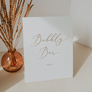 Delikate Goldkalligrafie Hochzeitsblase-Bar Sockelschild