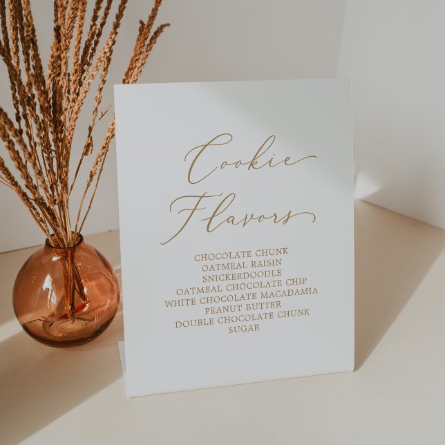 Delikate Goldkalligrafie Hochzeitskuchengeschmack Sockelschild (Von Creator hochgeladen)