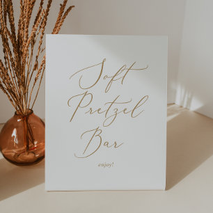 Delikate Goldkalligrafie Hochzeitsweich-Bar Sockelschild