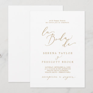 Delikate Goldkalligrafie La Boda De Wedding Einladung