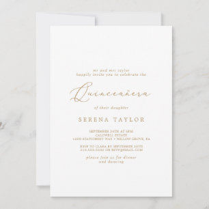 Delikate Goldkalligrafie Quinceñera Einladung