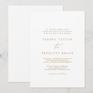 Delikate Goldkalligrafie Traditionelle Hochzeit Einladung
