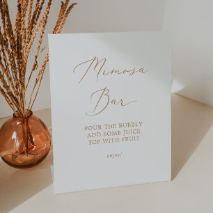 Delikate Goldkalligrafie Wedding Mimosa Bar Sockelschild
