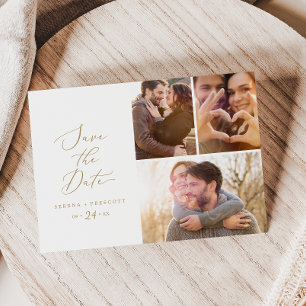 Delikate Goldkalligraphie 3 FotoCollage Save The Date