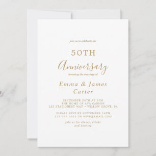 Delikate Goldkalligraphie 50. Hochzeitstag Einladung