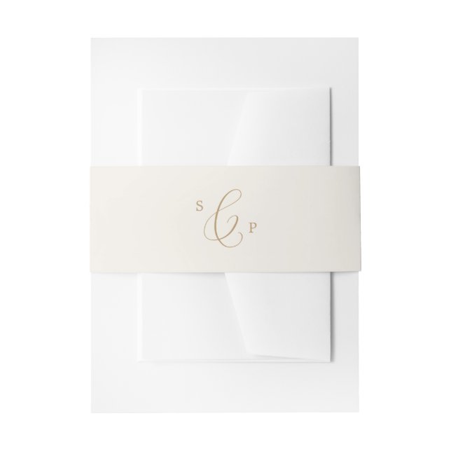 Delikate Goldkalligraphie | Cream Monogram Wedding Einladungsbanderole (Vorderseite Beispiel)