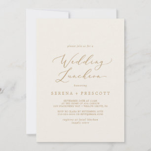 Delikate Goldkalligraphie   Cream Wedding Luncheon Einladung