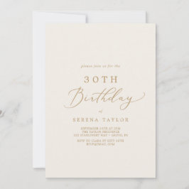Delikate Goldkalligraphie | Creme 30. Geburtstag Einladung