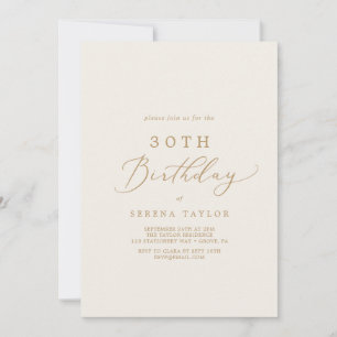 Delikate Goldkalligraphie   Creme 30. Geburtstag Einladung