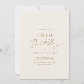 Delikate Goldkalligraphie | Creme 30. Geburtstag Einladung