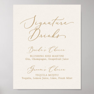 Delikate Goldkalligraphie Creme Signature Drinks Poster