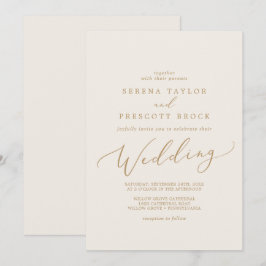 Delikate Goldkalligraphie | CremeWedding Einladung