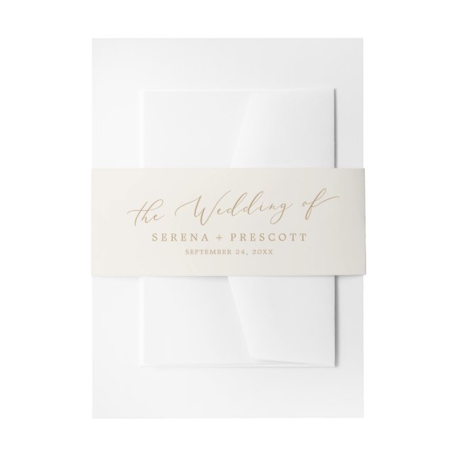 Delikate Goldkalligraphie | CremeWedding Einladungsbanderole (Vorderseite Beispiel)