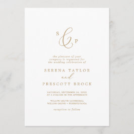 Delikate Goldkalligraphie Formal Monogram Wedding Einladung