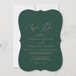 Delikate Goldkalligraphie | Grün wir Hochzeit mach Einladung