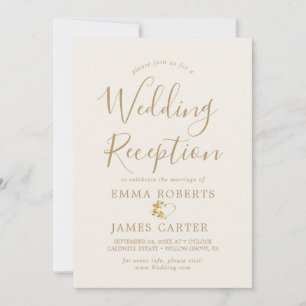 Delikate Goldkalligraphie Hochzeitsempfang Einladung