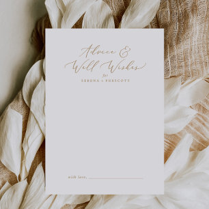 Delikate Goldkalligraphie Hochzeitswünsche und -wü Hinweiskarte