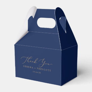 Delikate Goldkalligraphie   Navy Vielen Dank Geschenkschachtel