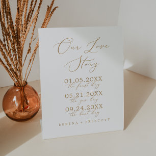 Delikate Goldkalligraphie Unsere Liebe Story Weddi Sockelschild