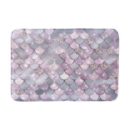 Delikate, graue und rosafarbene Mermaid Scales Gli Badematte