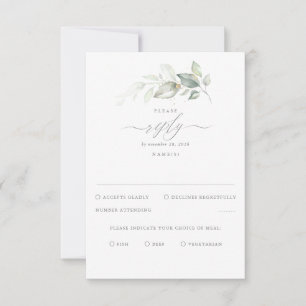 Delikate Grünanlage und Gold Wedding RSVP Karte