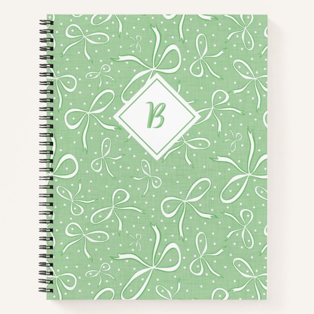 Delikate grüne Coquette Bows Notizbuch (Vorderseite)