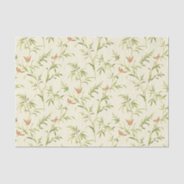 Delikate Grüne Creme im blütigen Botanischen Muste Seidenpapier