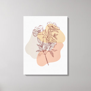 Delikate handgezeichnete Blume auf Zweig Leinwanddruck
