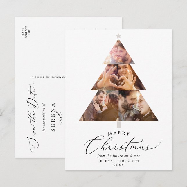 Delikate Heilige Weihnachtsferien Save the Date Ankündigungspostkarte (Vorne/Hinten)