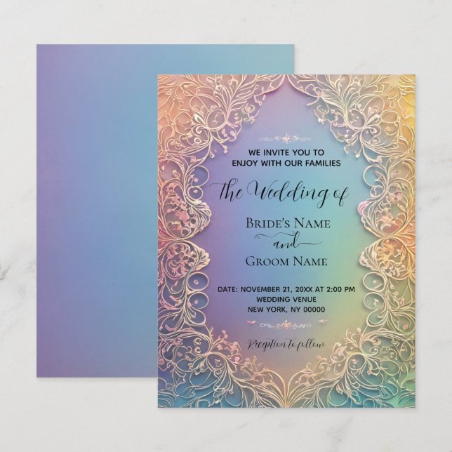 Delikate Hochzeitseinladung (Vorne/Hinten)